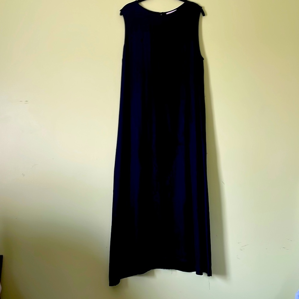 Eileen Fisher L Long Black Dress Vintage light Knit o/p $450 worn dry cleand